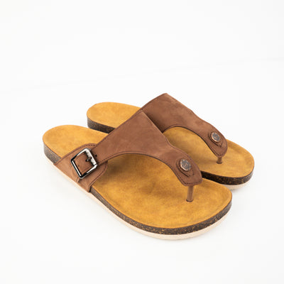 Genuine leather slippers T11 - PLLOMO- سليبر رجالي - شبشب رجالي - بلومو - Brown