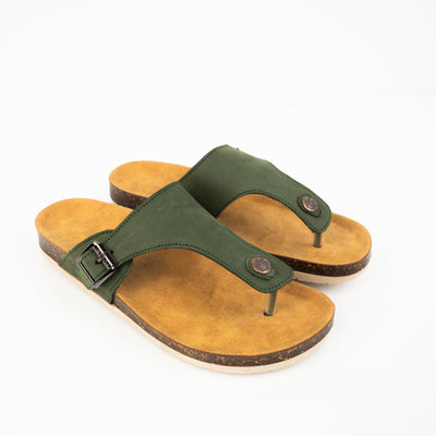 Genuine leather slippers T11 - PLLOMO- سليبر رجالي - شبشب رجالي - بلومو - Green